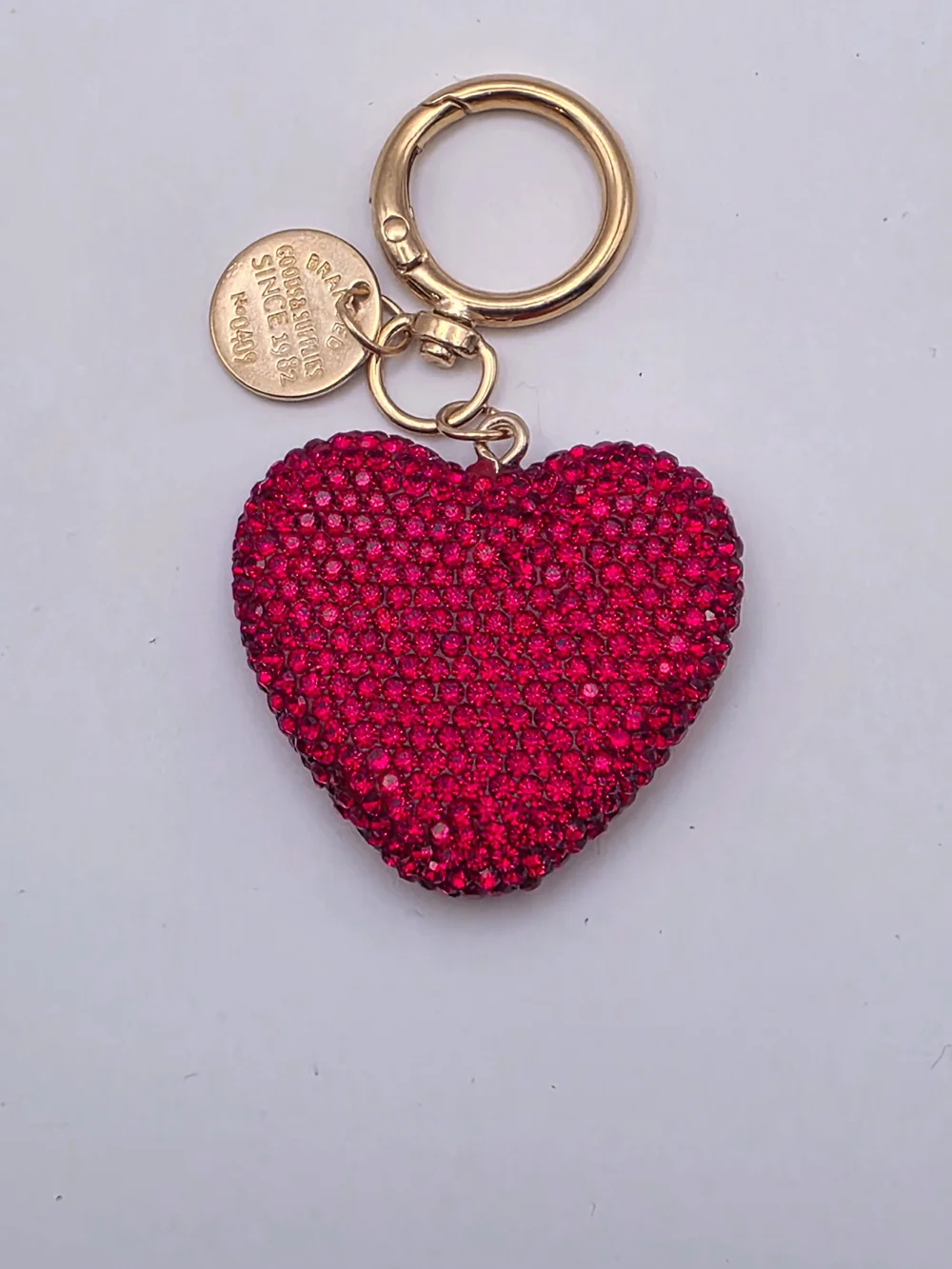 Gold-Tone Heart Crystal Keychain - Red Accent